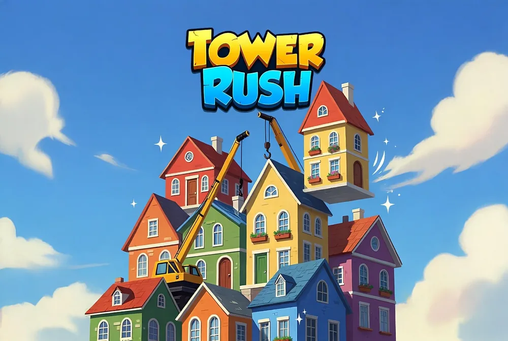 Tower Rush app gameplay on a mobile phone inside a casino lobby